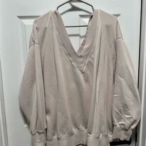 Nike Women's Light Beige V-Neck Sweater